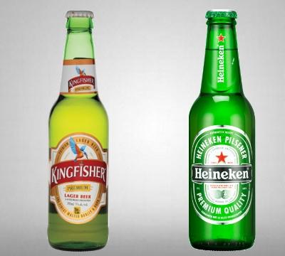 Kingfisher en Heineken flesje